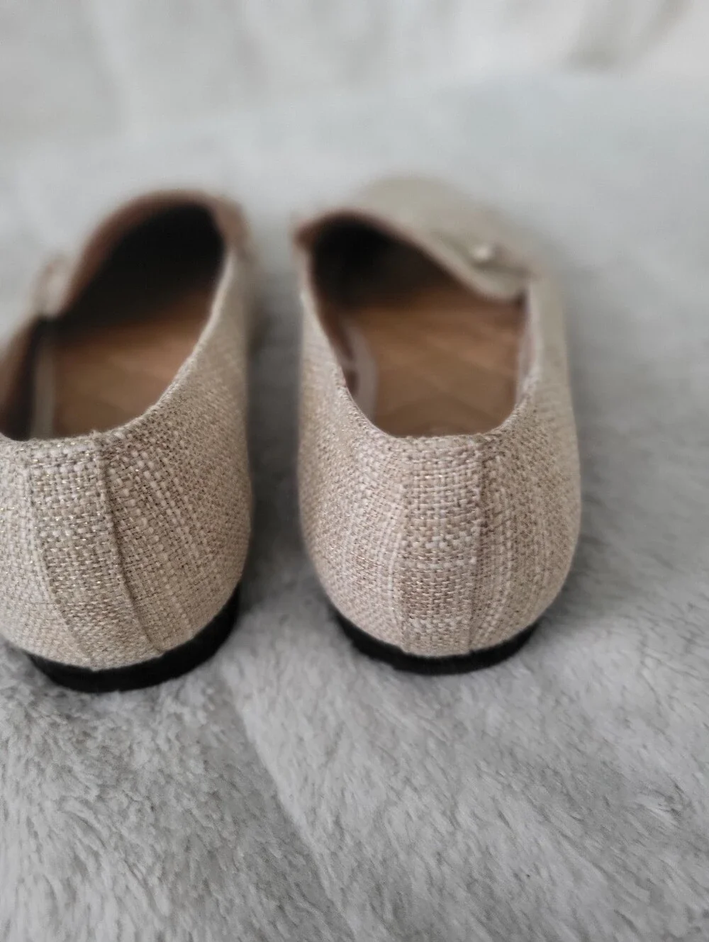 Rachel Zoe Beige Textured Loafers with Gold-Tone Bit Size 6.5M